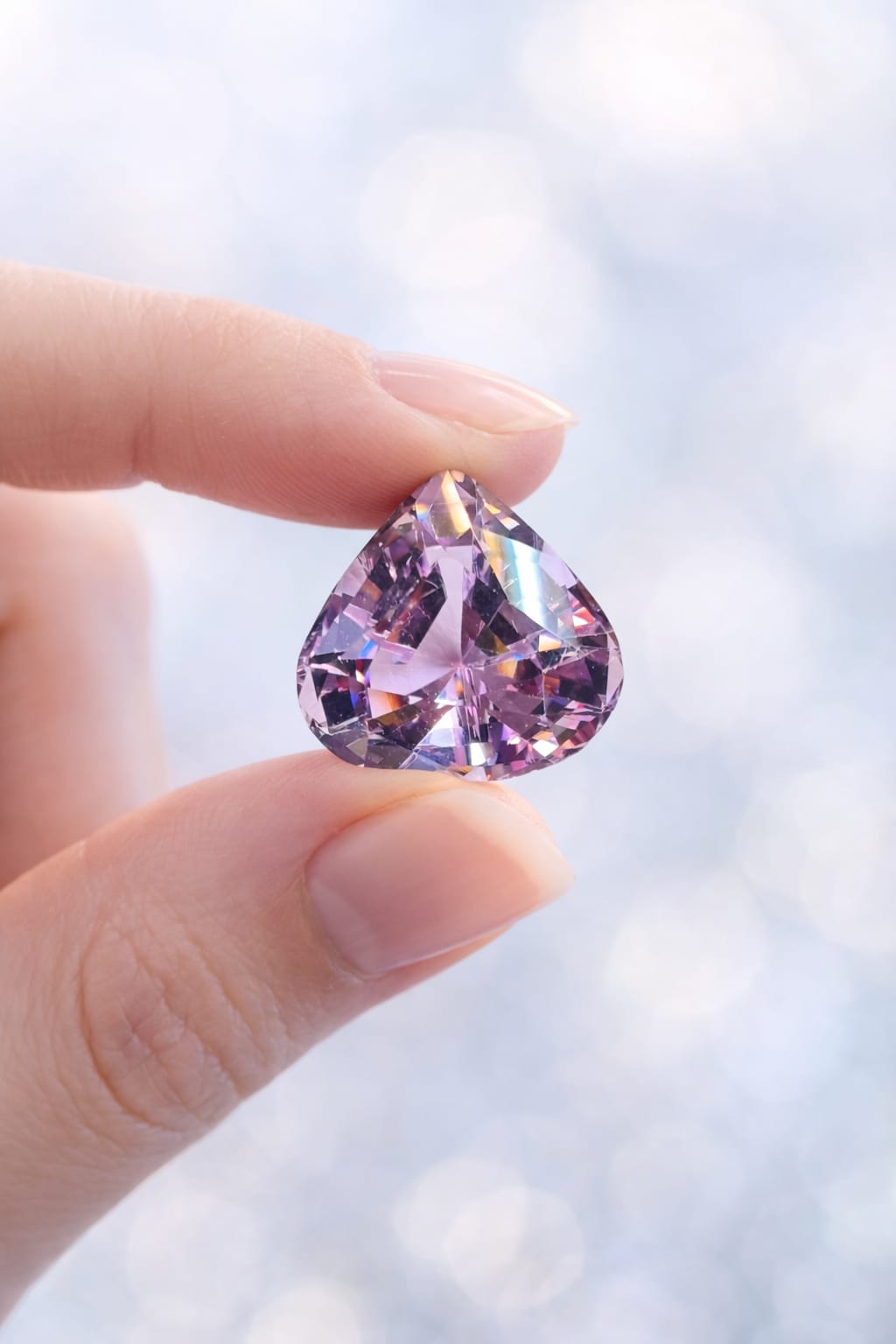 39.55ct Heart Shaped Pakistan Kunzite Vivid Lavender Pink Gemstone KUNX 030