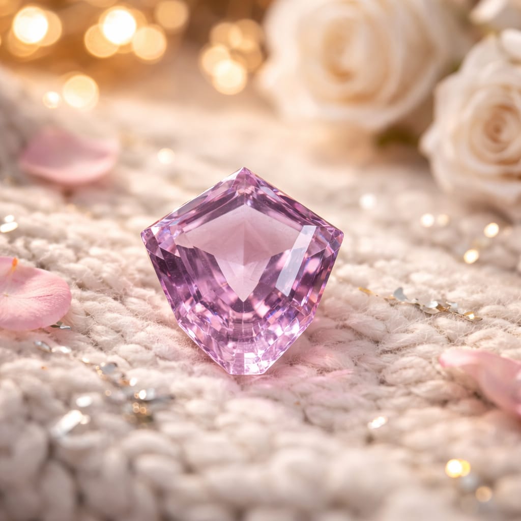 45.6ct Fancy Shield Cut Pakistan Kunzite Rare Lavender Pink Gem KUNX 029