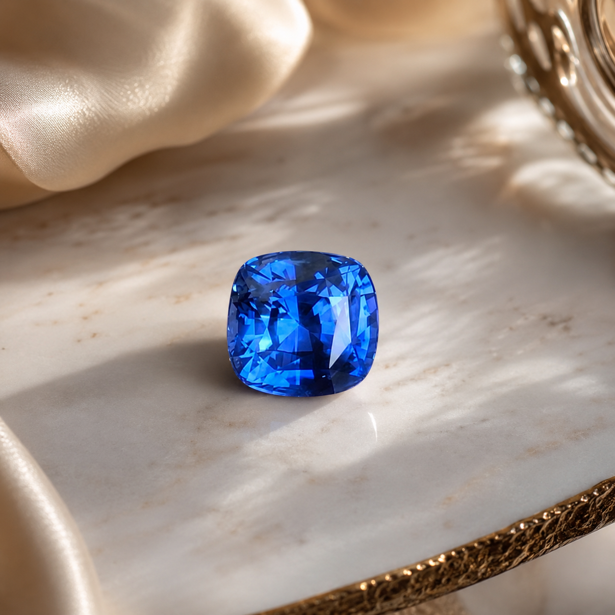 3.22ct Unheated Cornflower Blue Sapphire - Cushion Square SAP 02