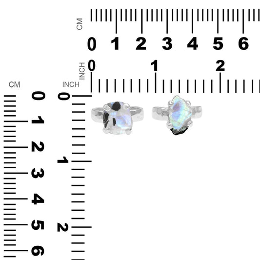 Starborn Rainbow Moonstone Slice Ring Sterling Silver