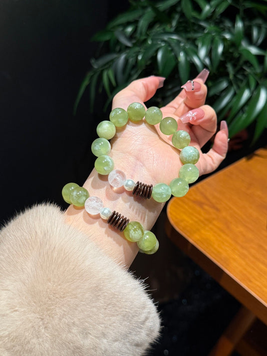 Green Grape Milk Foam Xiuyan Jade Bracelet