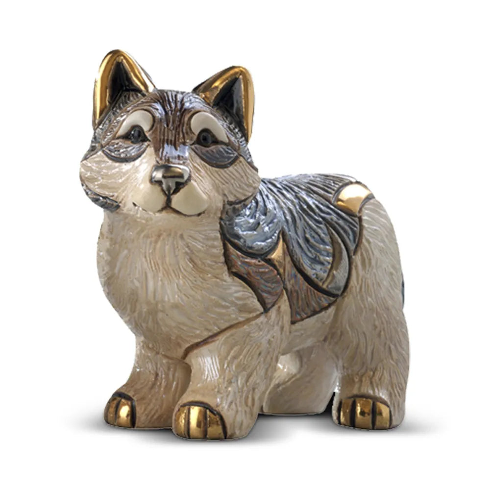 Hand-Carved Ceramic Wolf Figurine - De Rosa Collections