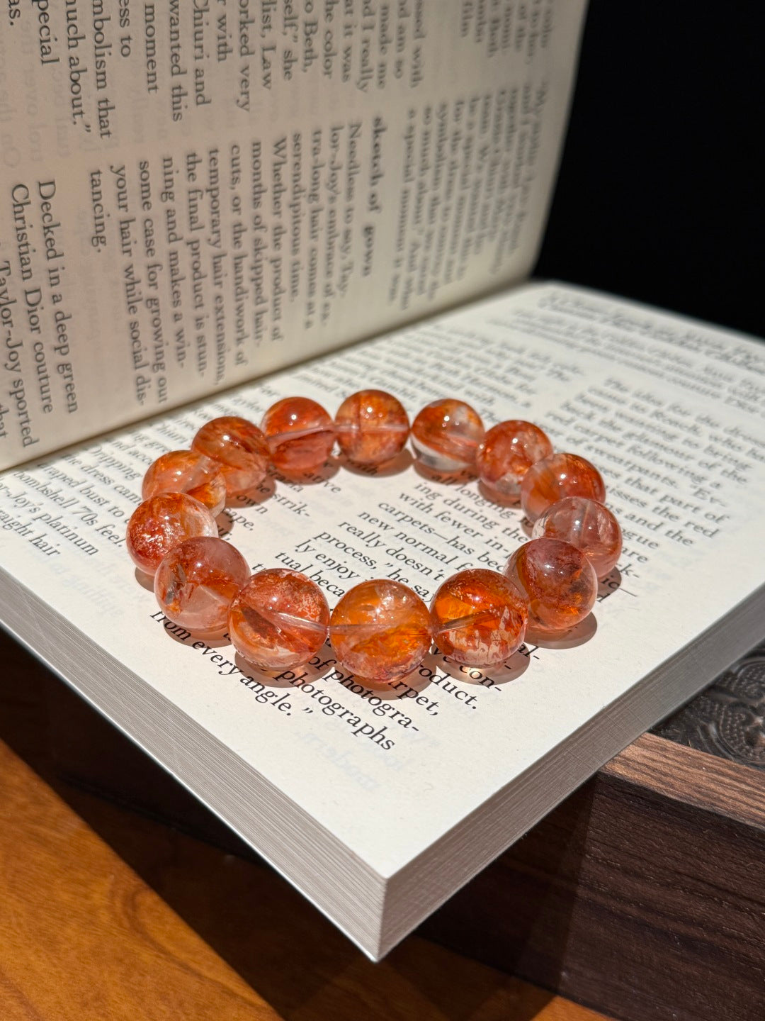 Lucky Red Koi Hematoid Quartz Bracelet – Size 15 Abundance & Wishes Crystal