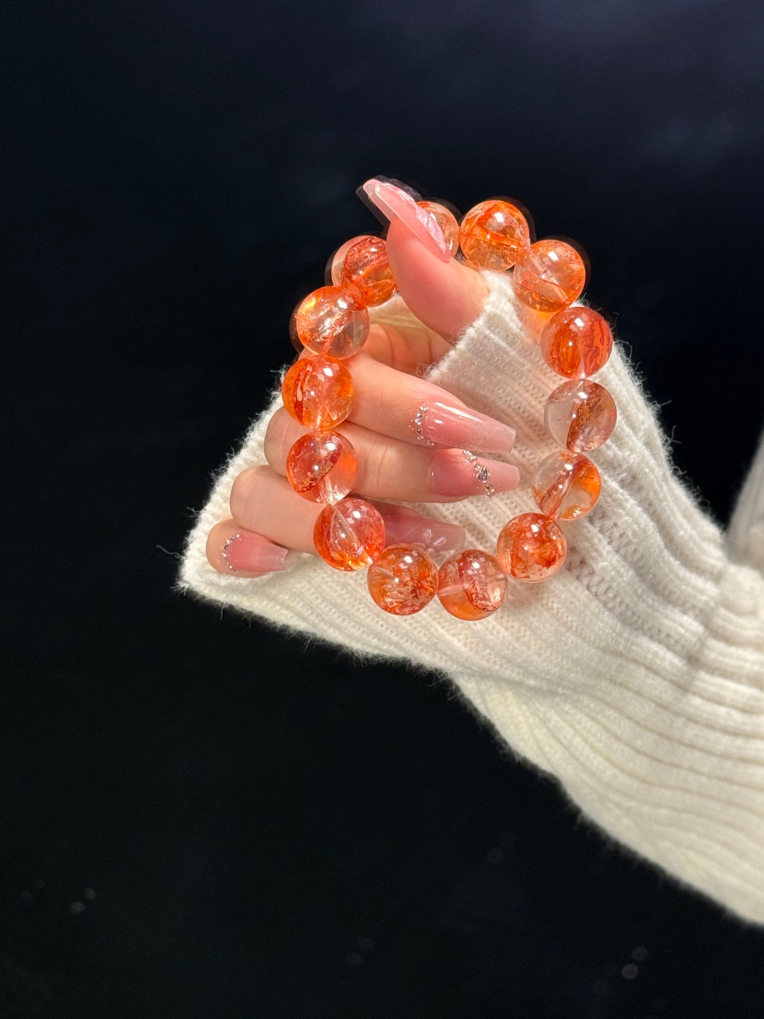 Lucky Red Koi Hematoid Quartz Bracelet – Size 15 Abundance & Wishes Crystal
