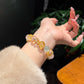 Golden Flower Multi-Gemstone Bracelet – Size 12/13 | Citrine, Rose Quartz, Fluorite & Crystal