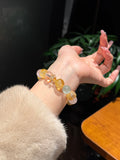 Golden Flower Multi-Gemstone Bracelet – Size 12/13 | Citrine, Rose Quartz, Fluorite & Crystal