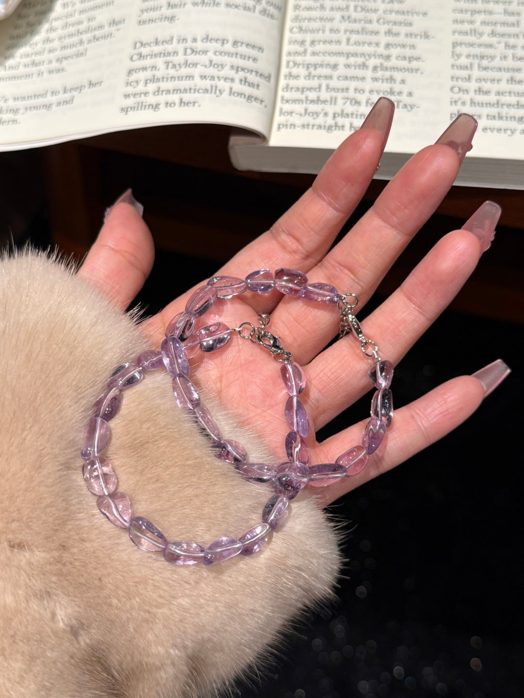 Genuine Amethyst Free Form Faceted Bracelet – One-of-a-Kind Elegance
