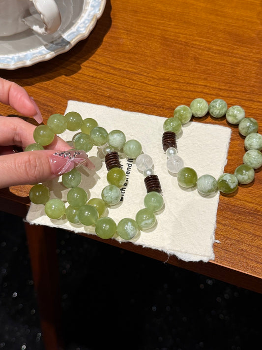 Green Grape Milk Foam Xiuyan Jade Bracelet – Limited Edition | Size 13