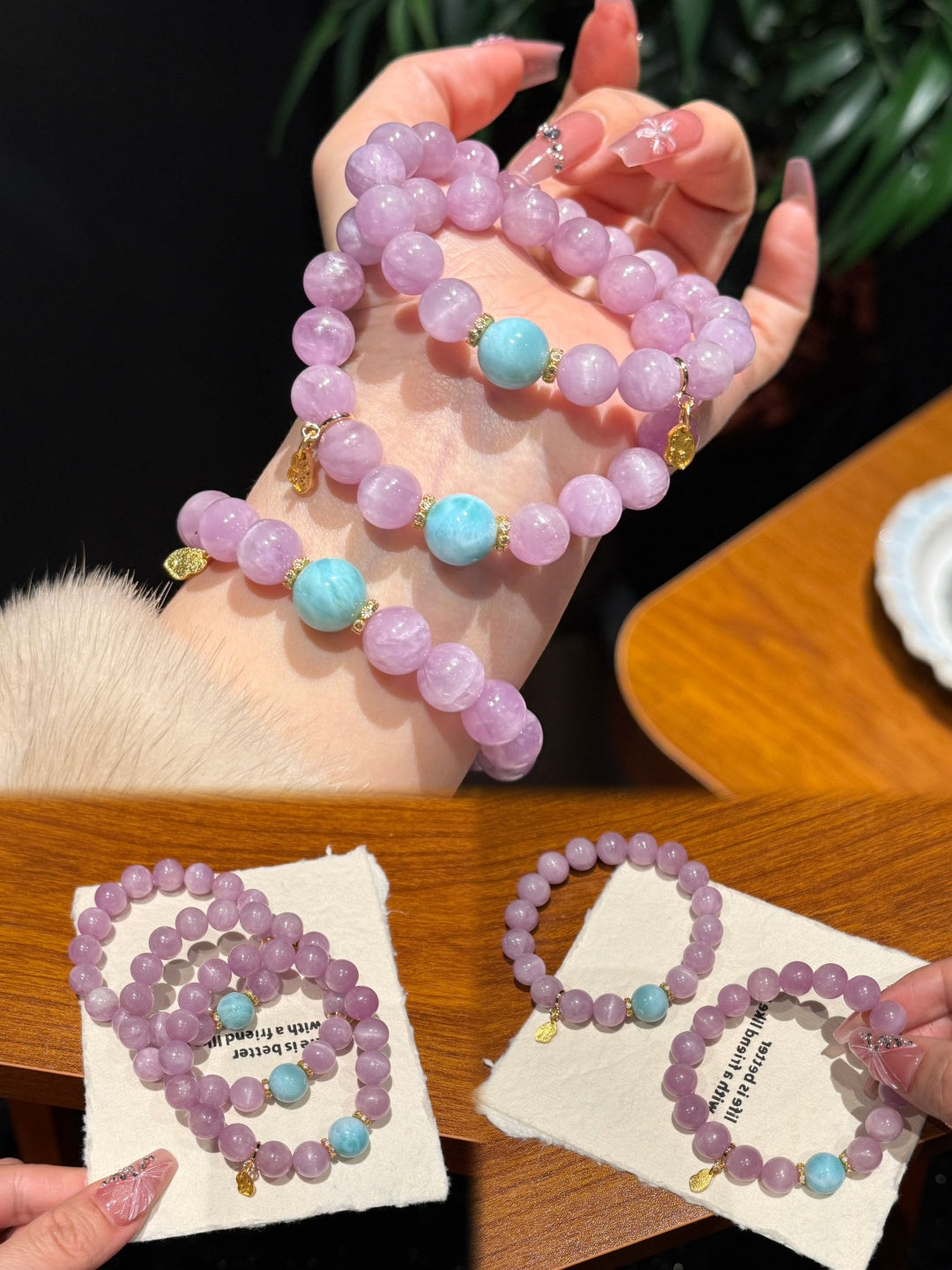 Kunzite & Larimar Energy Bracelet – Size 10 | Love, Calm & Communication