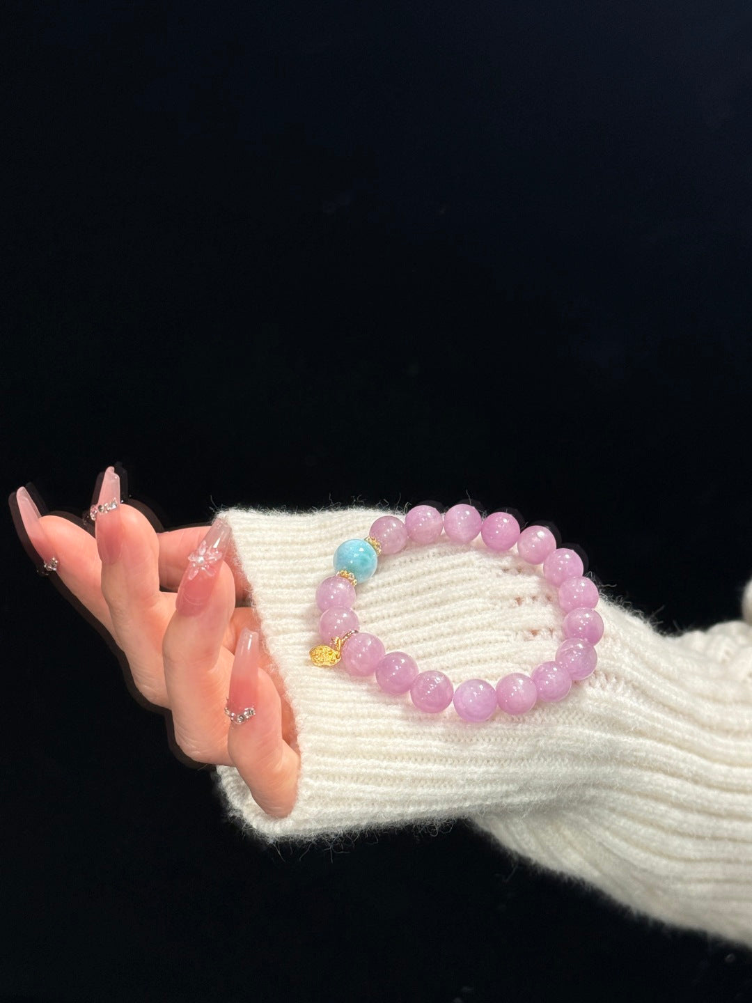 Kunzite & Larimar Energy Bracelet – Size 10 | Love, Calm & Communication