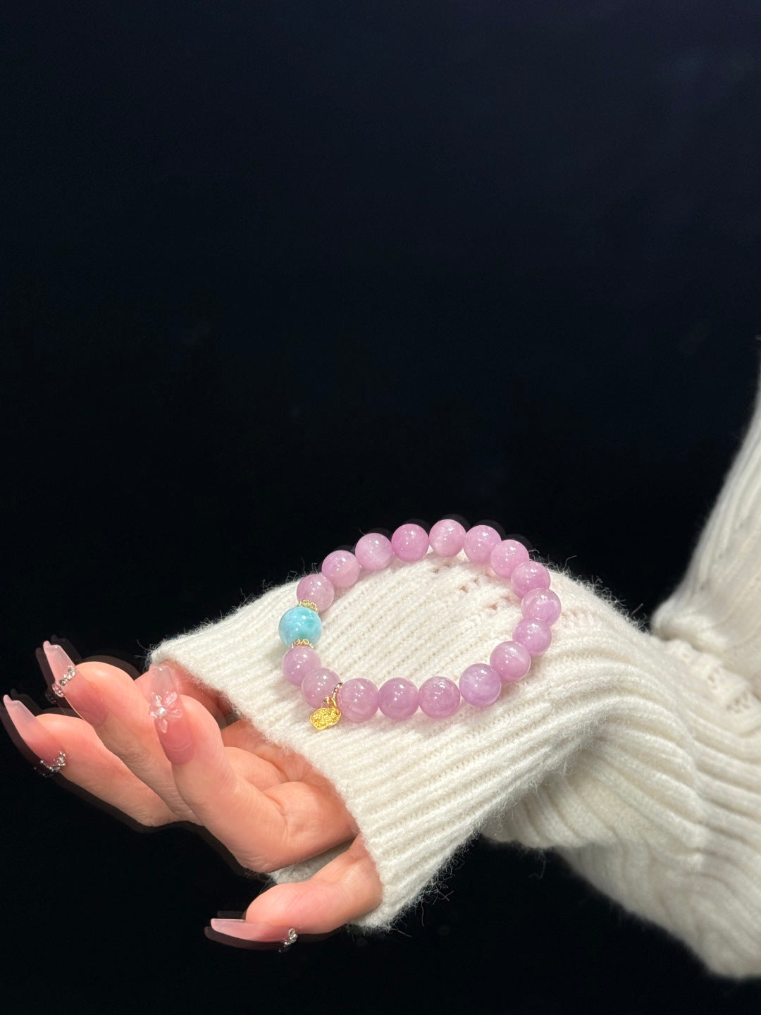 Kunzite & Larimar Energy Bracelet – Size 10 | Love, Calm & Communication