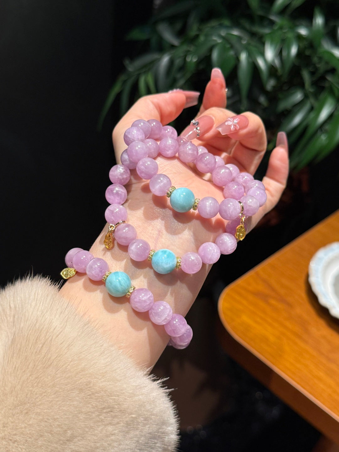 Kunzite & Larimar Energy Bracelet – Size 10 | Love, Calm & Communication