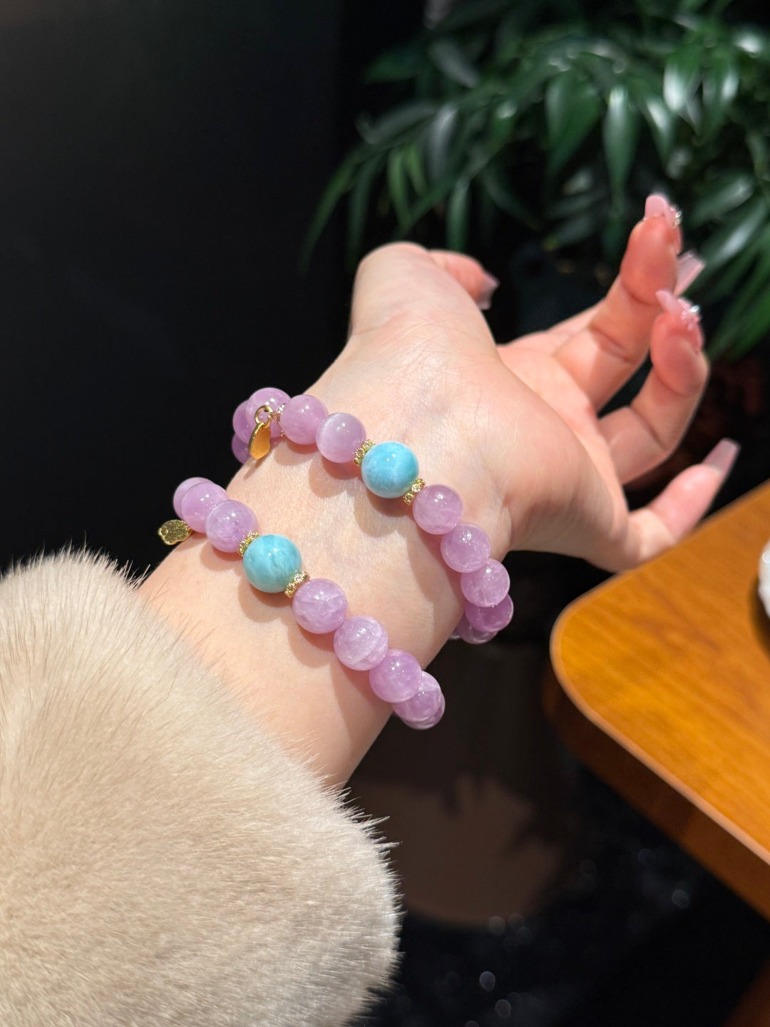 Kunzite & Larimar Energy Bracelet – Size 10 | Love, Calm & Communication