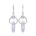 Amethyst with Rainbow Moonstone Earring in Sterling Silver