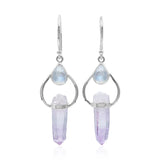 Amethyst with Rainbow Moonstone Earring in Sterling Silver