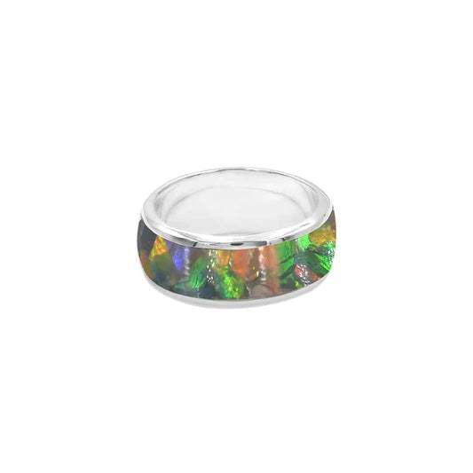 Starborn Ammolite Inlay Ring Chic Colorful Ammolite in Sterling Silver