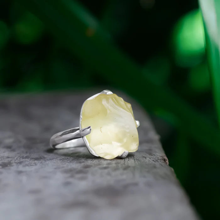 Starborn Libyan Desert Tektite Ring Fixed Shank in Sterling Silver