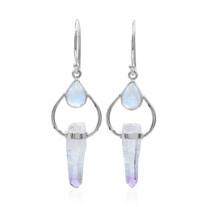 Starborn Vera Cruz Amethyst & Rainbow Moonstone Dangle Earrings Sterling Silver