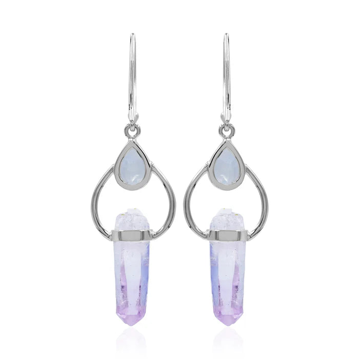 Starborn Vera Cruz Amethyst & Rainbow Moonstone Dangle Earrings Sterling Silver