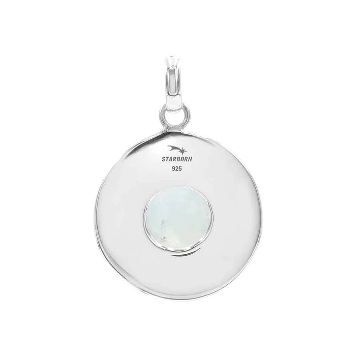 Starborn Rainbow Moonstone Moon Phases Pendant Sterling Silver