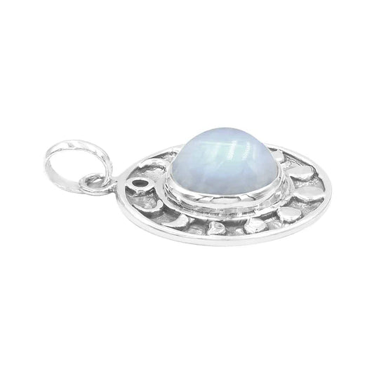 Starborn Rainbow Moonstone Moon Phases Pendant Sterling Silver