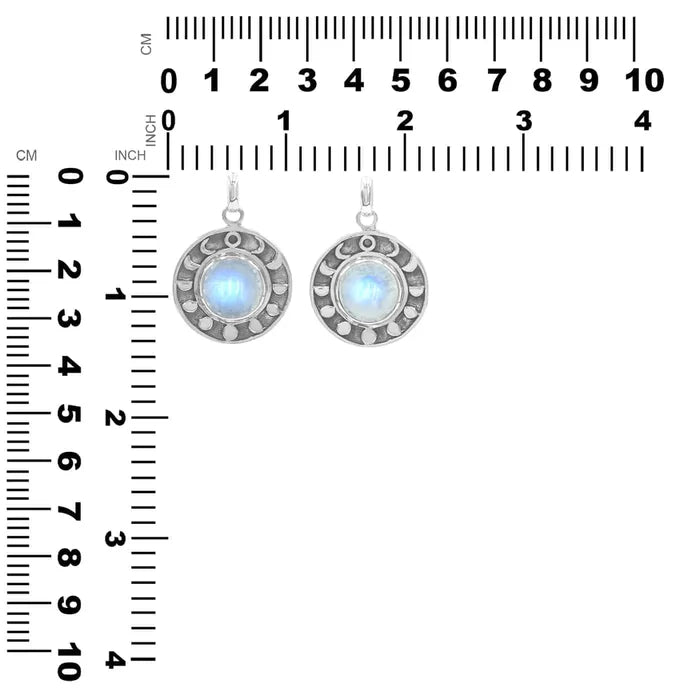 Starborn Rainbow Moonstone Moon Phases Pendant Sterling Silver