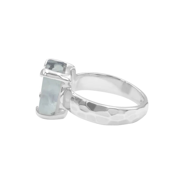 Starborn Rainbow Moonstone Slice Ring Sterling Silver