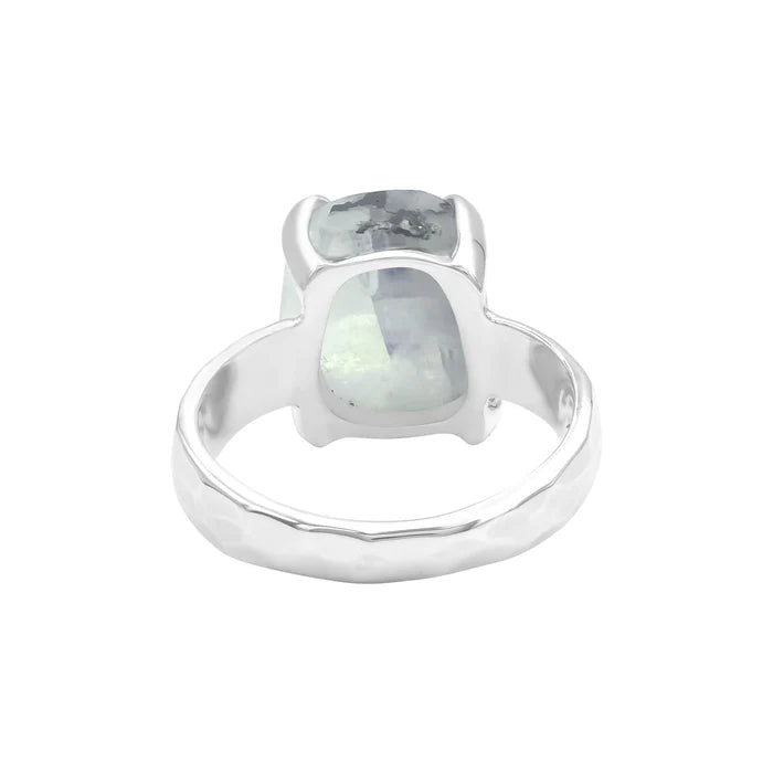 Starborn Rainbow Moonstone Slice Ring Sterling Silver