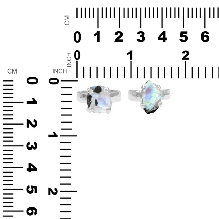 Starborn Rainbow Moonstone Slice Ring Sterling Silver