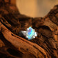 Starborn Rainbow Moonstone Slice Ring Sterling Silver