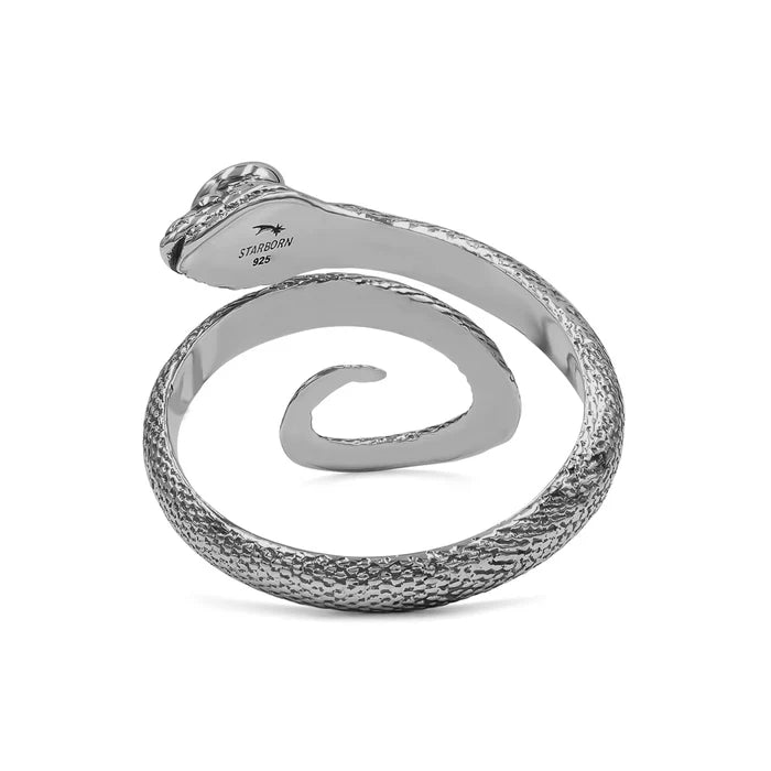 Starborn Coiled Snake Ring 925 Sterling Silver with 4mm Faceted Tanzanite