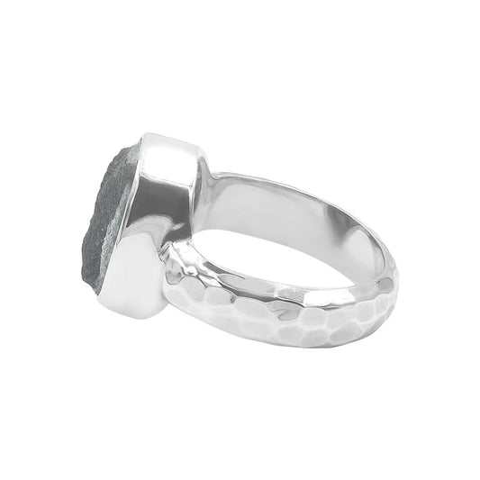 Starborn Staurolite Bezel Ring Rough X Crystal in Sterling Silver