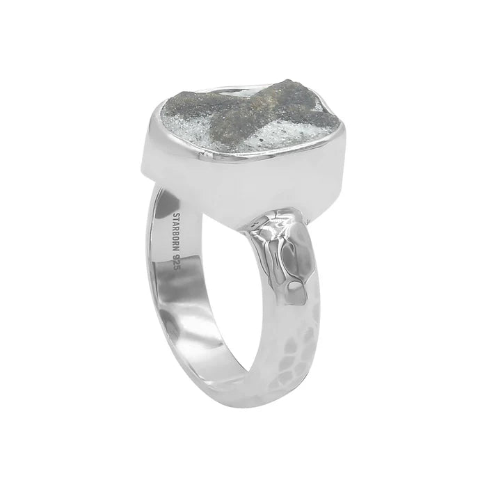 Starborn Staurolite Bezel Ring Rough X Crystal in Sterling Silver