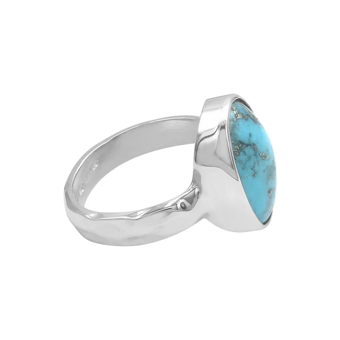 Starborn Persian Turquoise Bezel Ring Cabochon in Sterling Silver 15×11 mm