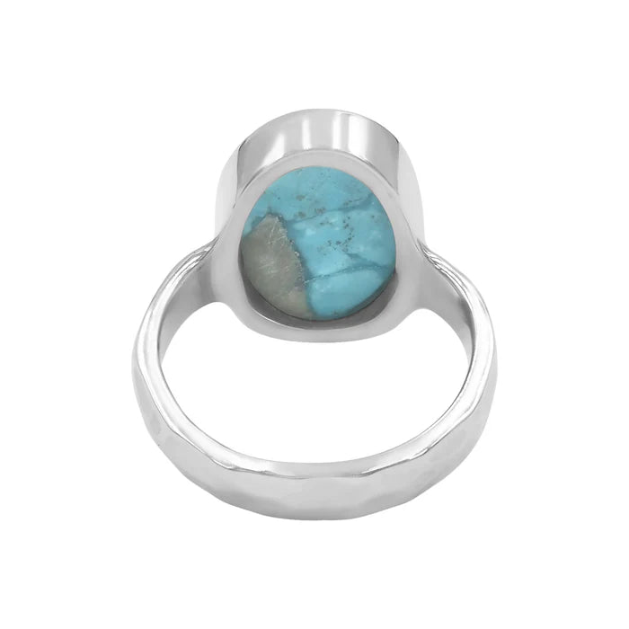 Starborn Persian Turquoise Bezel Ring Cabochon in Sterling Silver 15×11 mm