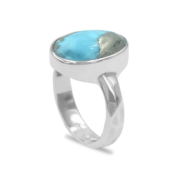 Starborn Persian Turquoise Bezel Ring Cabochon in Sterling Silver 15×11 mm
