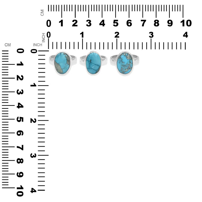 Starborn Persian Turquoise Bezel Ring Cabochon in Sterling Silver 15×11 mm