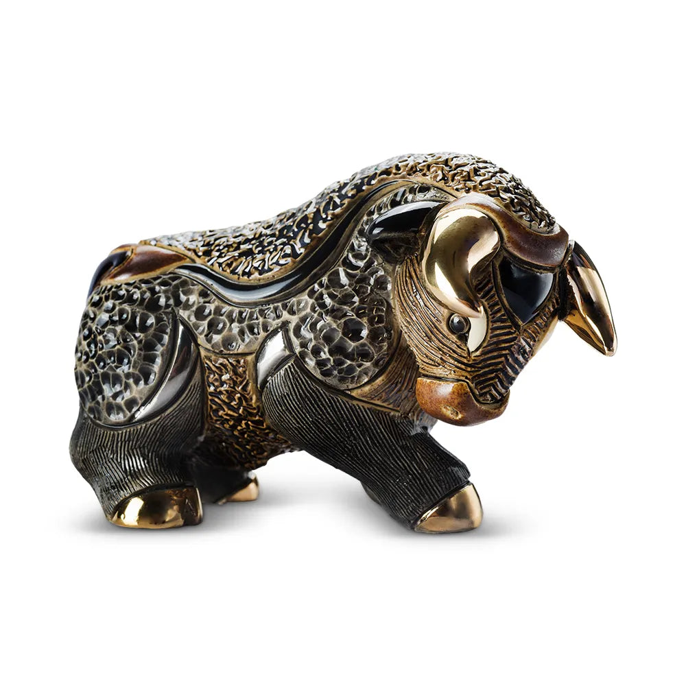 Hand-Carved Ceramic Bull Figurine - De Rosa Collections