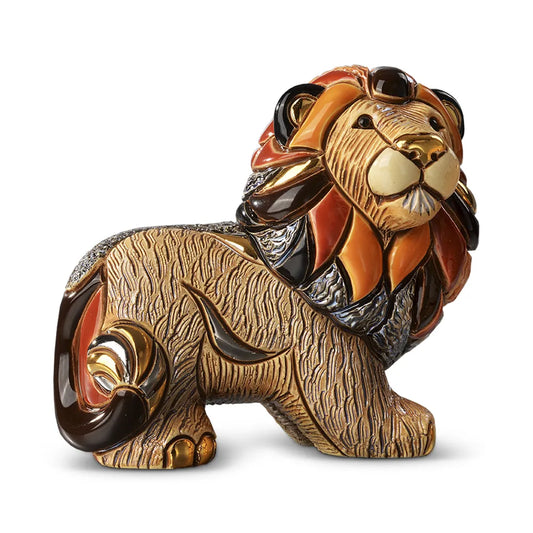 Hand-Carved Ceramic Lion Figurine 