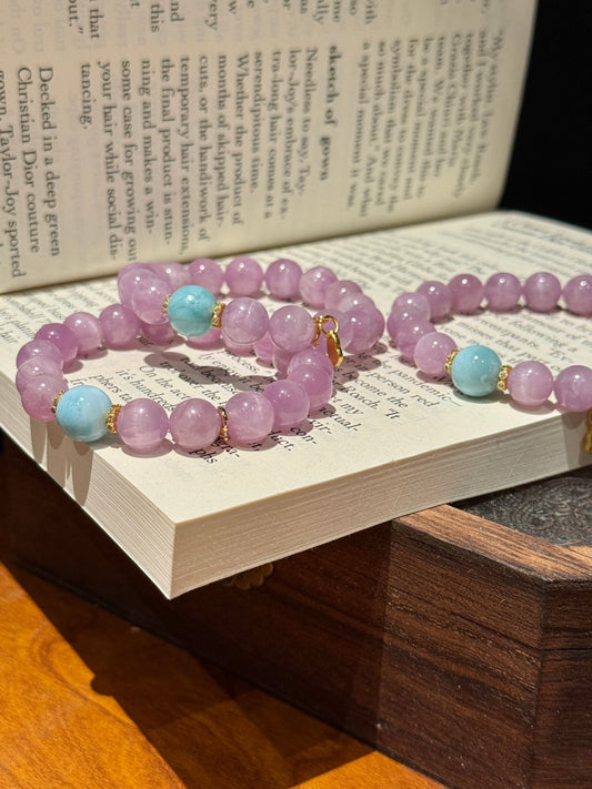 Kunzite & Larimar Energy Bracelet – Size 10 | Love, Calm & Communication