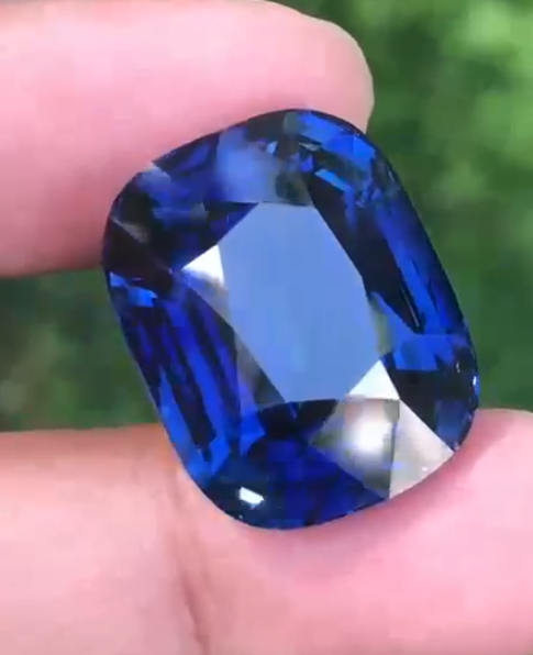 55.03ct Unheated Vivid Blue Sapphire | Natural Cushion Mixed Cut BSAP4