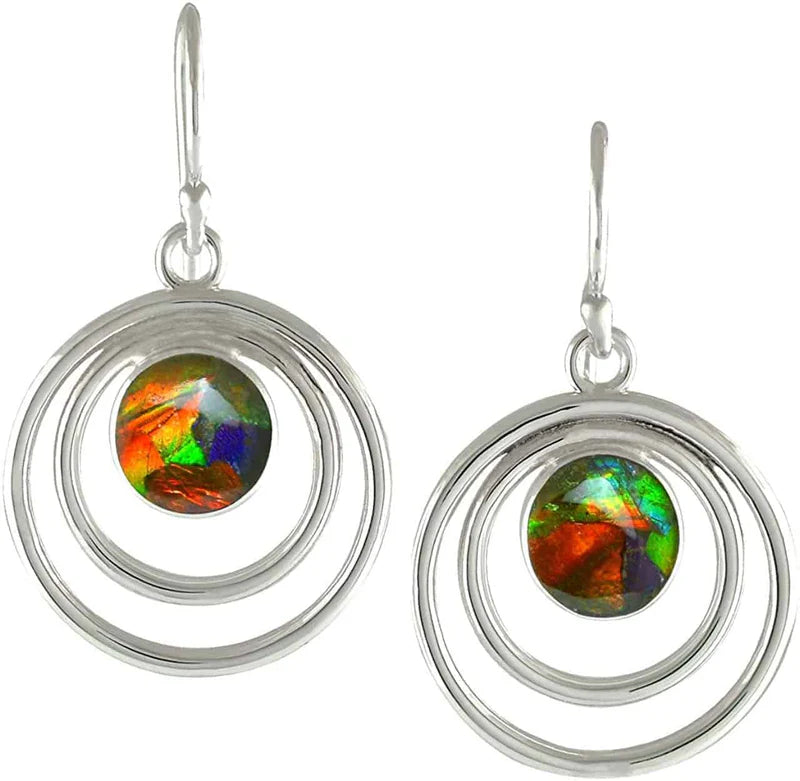 Starborn Rare Iridescent Ammolite "Celestial Orbit" Jewelry Suite in Hand-Forged Sterling Silver