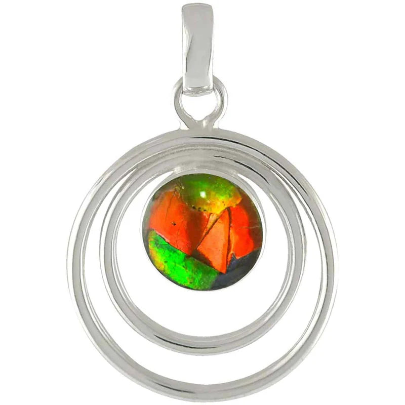 Starborn Rare Iridescent Ammolite "Celestial Orbit" Jewelry Suite in Hand-Forged Sterling Silver