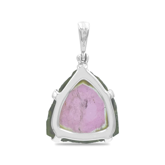 Starborn Watermelon Tourmaline Crystal Slice Pendant — Sterling Silver