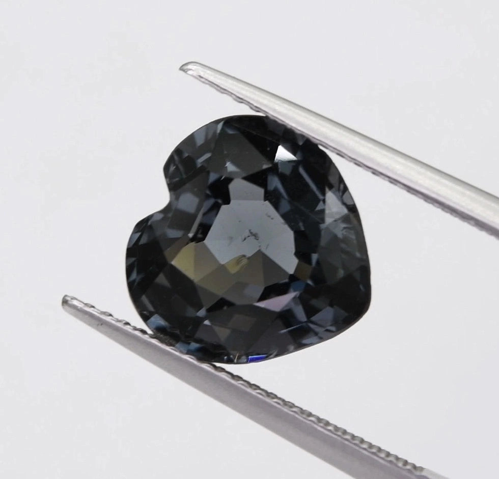 4.82ct Natural Burmese Bluish Grey Spinel | VVS Heart Shaped Gem COBS28