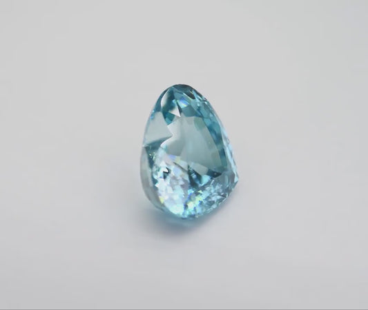 10.30ct Flawless Blue Zircon | Natural Cambodian Pear Cut Gemstone