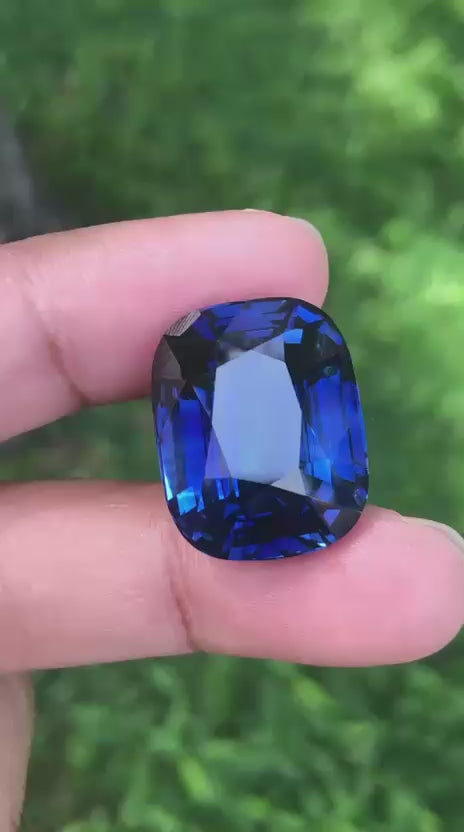 55.03ct Unheated Vivid Blue Sapphire | Natural Cushion Mixed Cut BSAP4