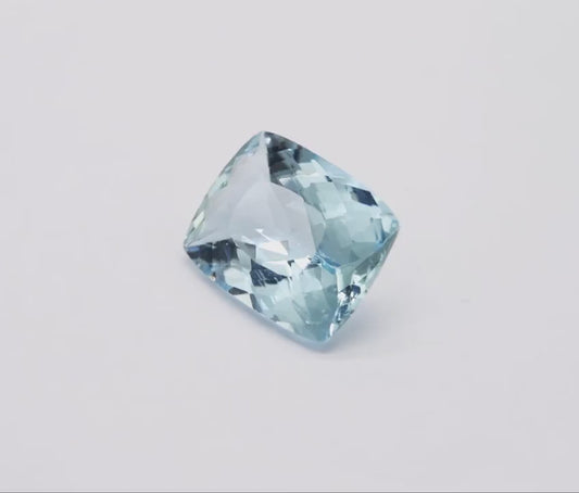 7.27ct Natural Flawless Aquamarine – Cushion Cut Indian Gemstone AQA10
