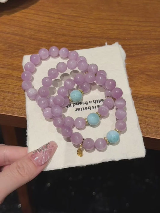 Kunzite & Larimar Energy Bracelet – Size 10 | Love, Calm & Communication