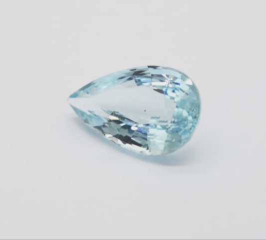 9.56ct Natural Pear Aquamarine – Internally Flawless Indian Gemstone AQA07